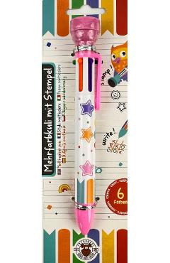 Imaginea produsului 'Pix multicolor cu 6 culori si stampila: ABC Campions. Roz'