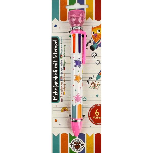 Pix multicolor cu 6 culori si stampila: ABC Campions. Roz