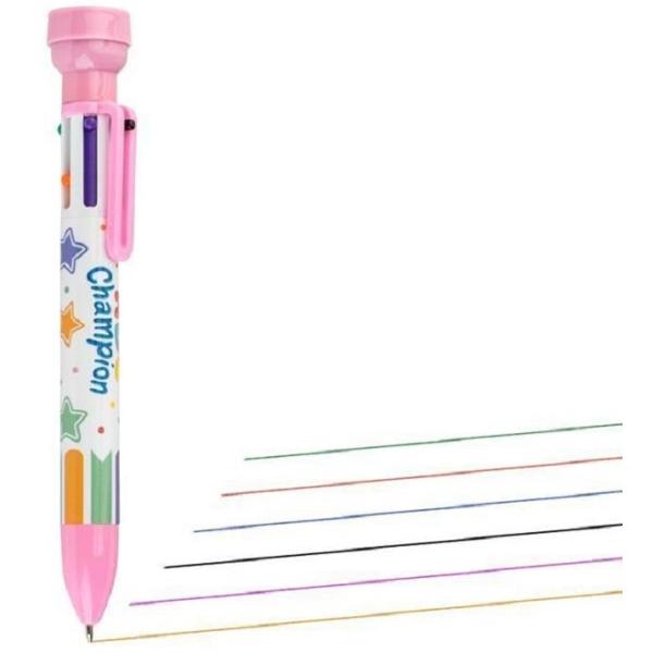 Pix multicolor cu 6 culori si stampila: ABC Campions. Roz