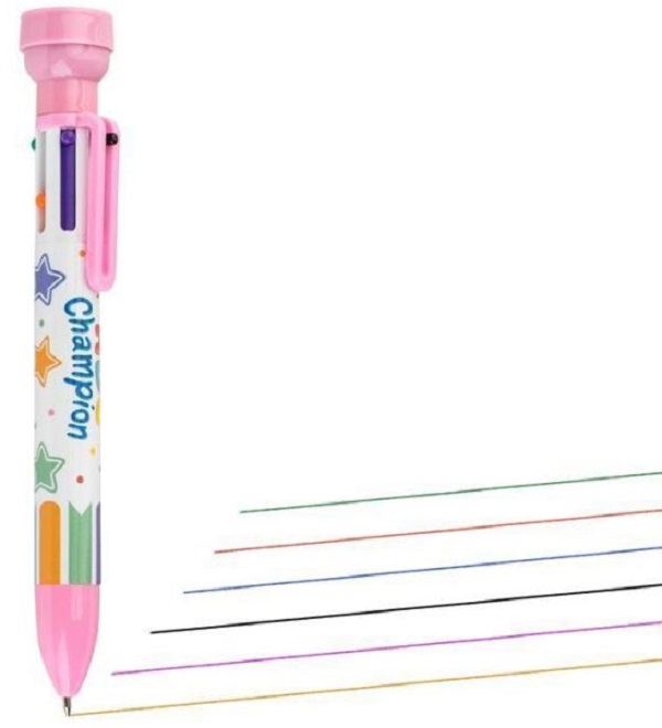 Imaginea produsului 'Pix multicolor cu 6 culori si stampila: ABC Campions. Roz'