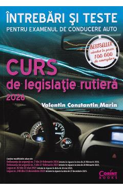 Coperta cărții 'Curs de legislație rutieră 2026. Întrebări și teste - Valentin Constantin Marin'