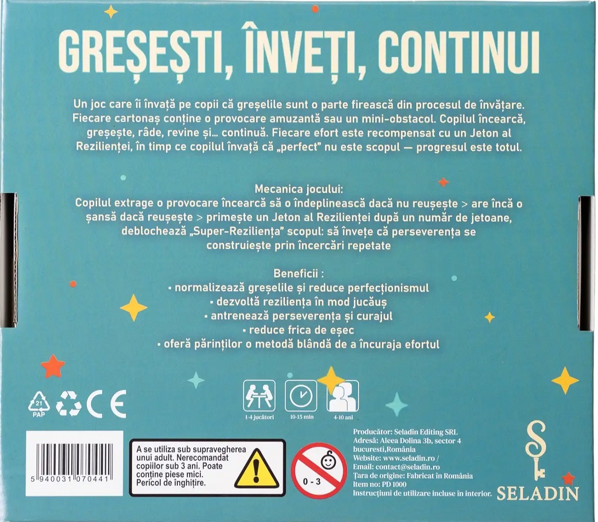 Imaginea produsului 'Joc educativ: Gresesti, inveti, continui'