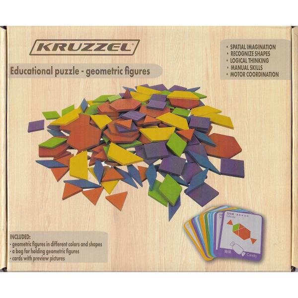 Joc: Tangram lemn 155 piese