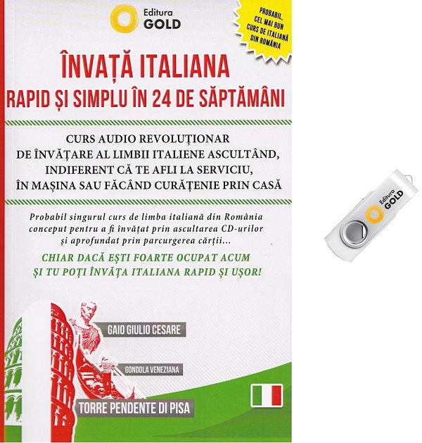 Coperta cărții 'Învață italiană rapid și simplu în 24 de săptămâni + Stick USB - Simona Vara'