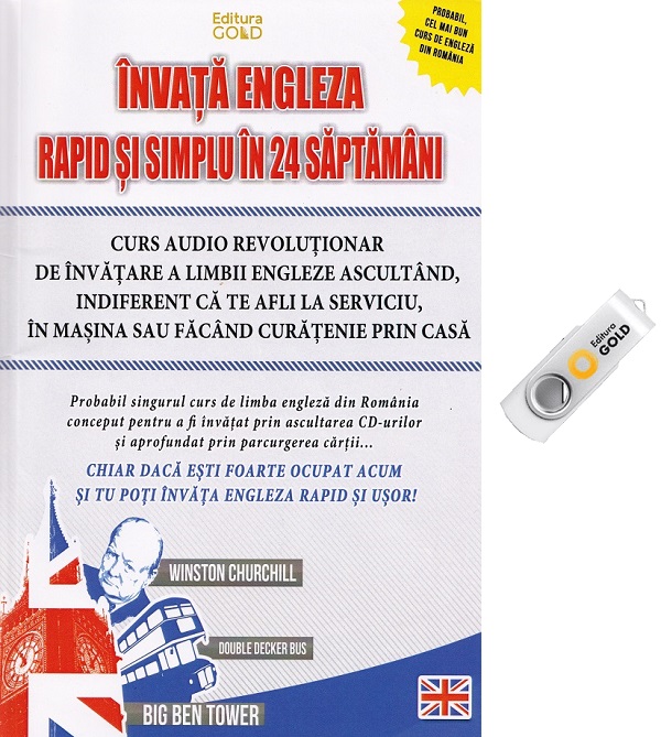 Coperta cărții 'Învață engleză rapid și simplu în 24 de săptămâni + Stick USB - Oana Ciurea'
