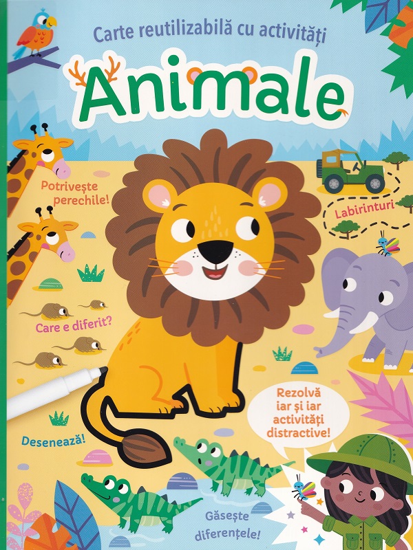 Coperta cărții 'Animale. Carte reutilizabilă cu activități'