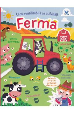 Coperta cărții 'Ferma. Carte reutilizabilă cu activități'