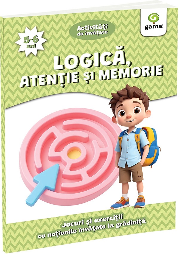 Coperta cărții 'Logică, atenție și memorie 5-6 ani. Activități de învățare. Jocuri și exerciții cu noțiunile învățate la grădiniță'