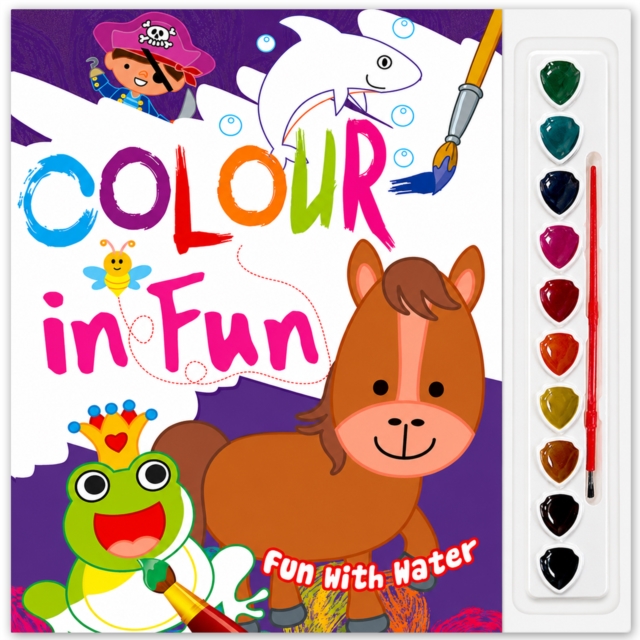 Coperta cărții 'Brijbasi-Fun With Water: Colouring 32 Page Book Set For Kids- With 10 Watercolour Cakes Kit & Paint Brush, Safe,'
