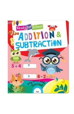Coperta cărții 'Ready For School: Addition And Subtraction- Slide And See Board Book - Mamta Garg'