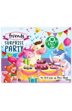 Coperta cărții 'Pop Up Fun! My First Pop Up Story Book: Animal Friends Surprise Party- Pop Up Stories For Kids - Mamta Garg'
