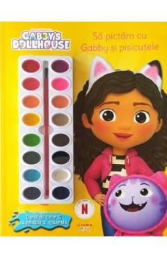 Coperta cărții 'Gabby’s Dollhouse. Să pictăm cu Gabby și pisicuțele. Carte de colorat cu pensulă și acuarele'