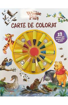 Disney: Winnie de Plus. Carte de colorat. 12 creioane mici pentru maini de pitici