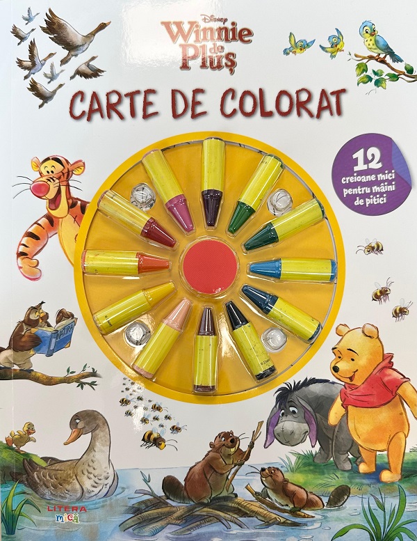Coperta cărții 'Disney: Winnie de Pluș. Carte de colorat. 12 creioane mici pentru mâini de pitici'