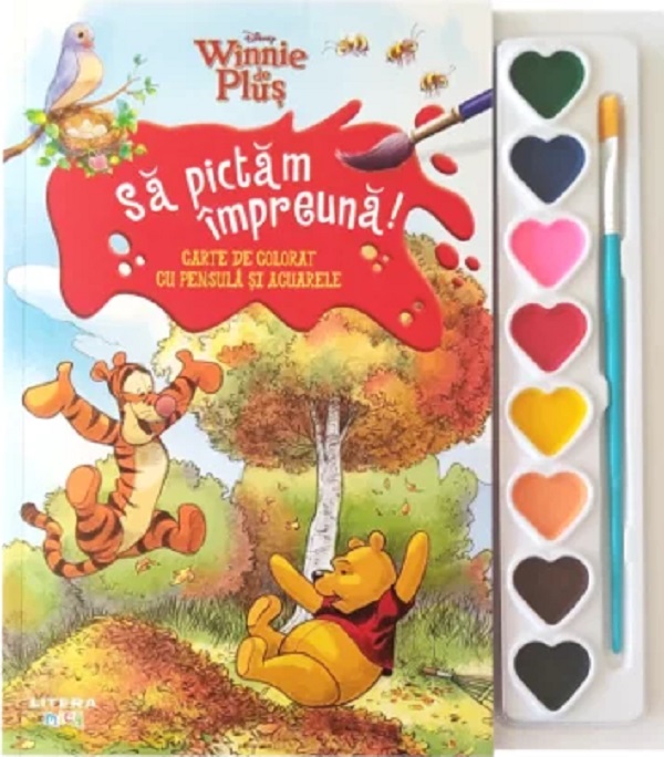 Coperta cărții 'Disney: Winnie de Pluș. Să pictăm împreună! Carte de colorat cu pensulă și acuarele'