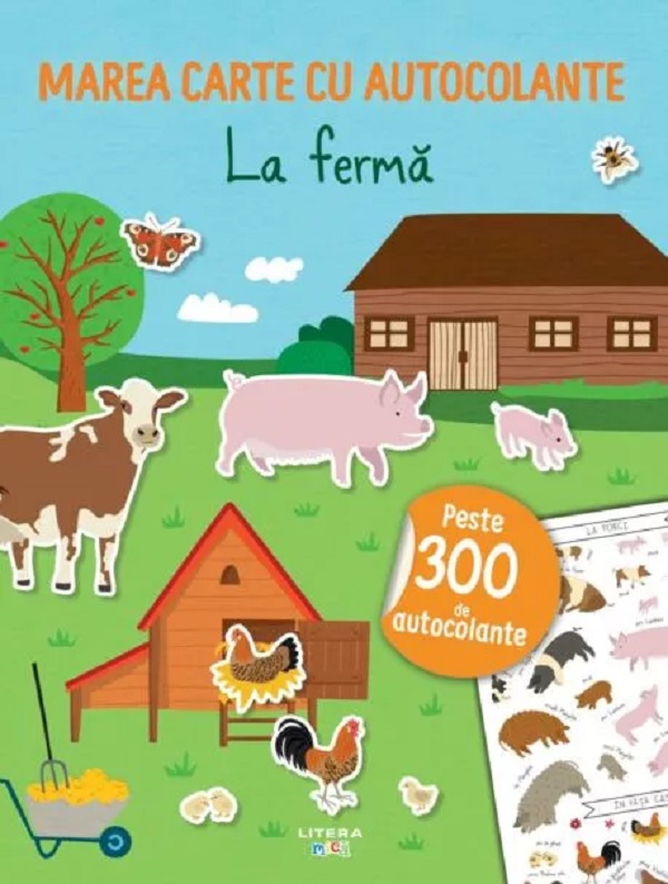 Coperta cărții 'Marea carte cu autocolante. La fermă'