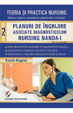 Coperta cărții 'Teoria și practica nursing Vol.2: Planuri de îngrijire asociate diagnosticelor nursing NANDA-I - Vasile Baghiu'