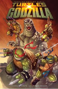 Coperta cărții 'Teenage Mutant Ninja Turtles X Godzilla - Tim Seeley'