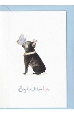 Imaginea produsului 'Felicitare: Frenchie. Big Birthday Love. Fluture. Mai Colorat'