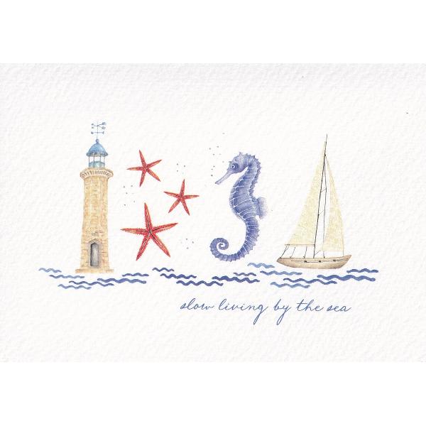 Carte postala: Slow living by the sea. Farul genovez. Maicolorat