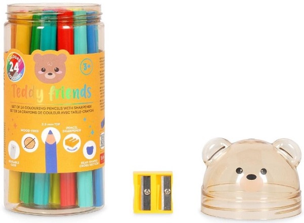 Imaginea produsului 'Set 24 creioane colorate + ascuțitoare. Teddy friends'