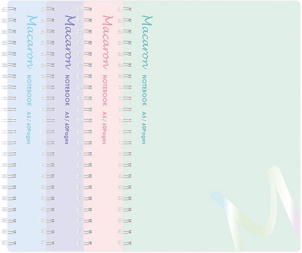 Imaginea produsului 'Set 4 caiete dictando A5 cu spirală. Macarons'