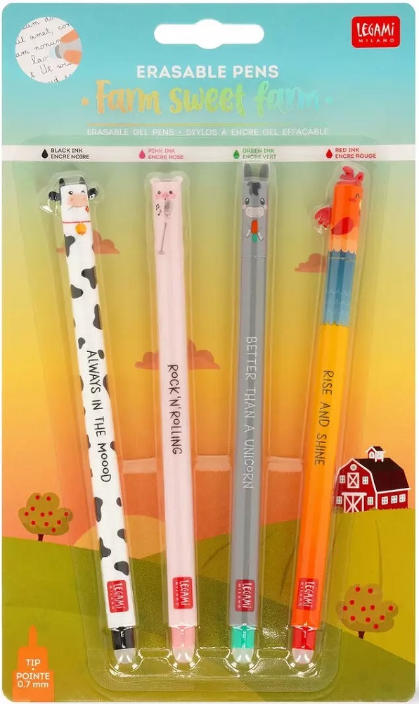 Imaginea produsului 'Set 4 pixuri cu cerneală termosensibilă: Animale de la fermă'