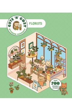 Coperta cărții 'Cute 'n' Cozy Sticker Therapy: Flower Shops -'