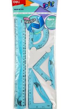Imaginea produsului 'Set de geometrie flexibil, 4 piese. Bleu'