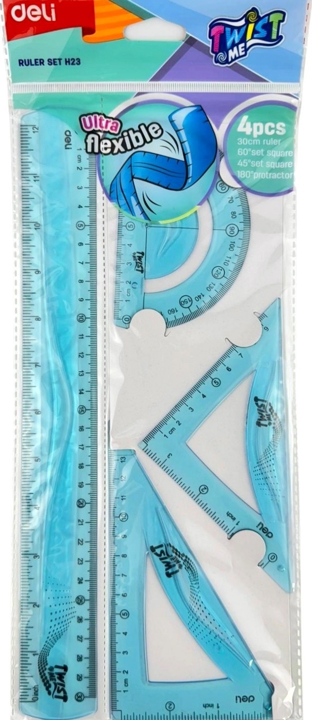 Imaginea produsului 'Set de geometrie flexibil, 4 piese. Bleu'