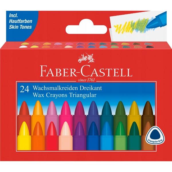 Creioane cerate triunghiulare 24 culori. Faber-Castell