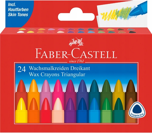 Creioane cerate triunghiulare 24 culori. Faber-Castell