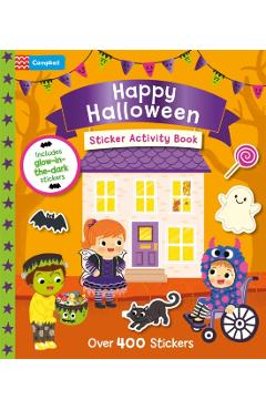 Coperta cărții 'Happy Halloween Sticker Activity Book - Campbell Books'