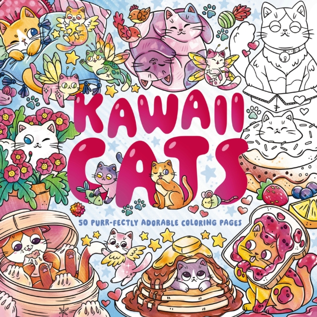 Coperta cărții 'Kawaii Cats: 50 Purr-Fectly Adorable Coloring Pages -'