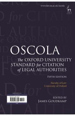 Coperta cărții 'Oscola: The Oxford University Standard for Citation of Legal Authorities - James Goudkamp'