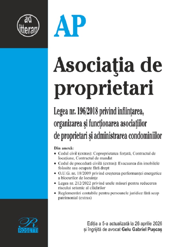 Coperta cărții 'Asociația de proprietari Ed.5 Act.26 aprilie 2026'