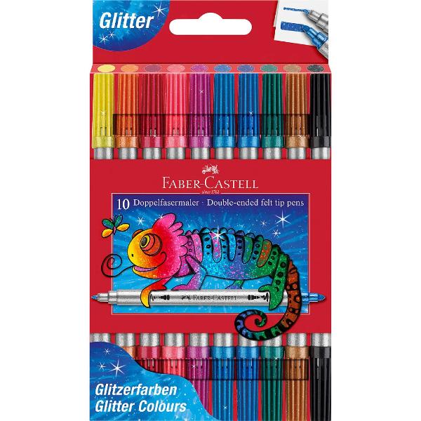 Carioci 10 culori glitter cu 2 capete