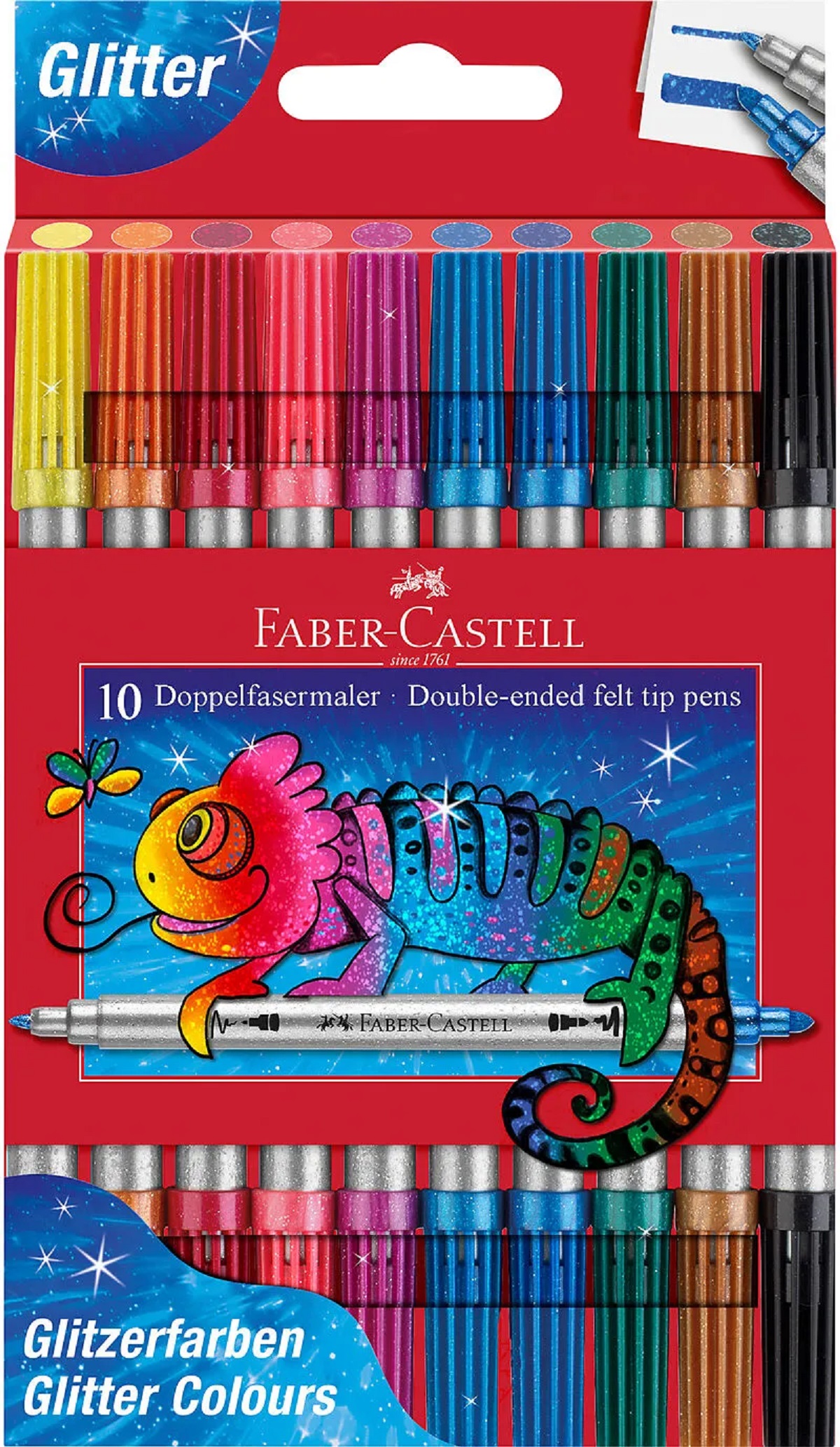 Imaginea produsului 'Carioci 10 culori glitter cu 2 capete'