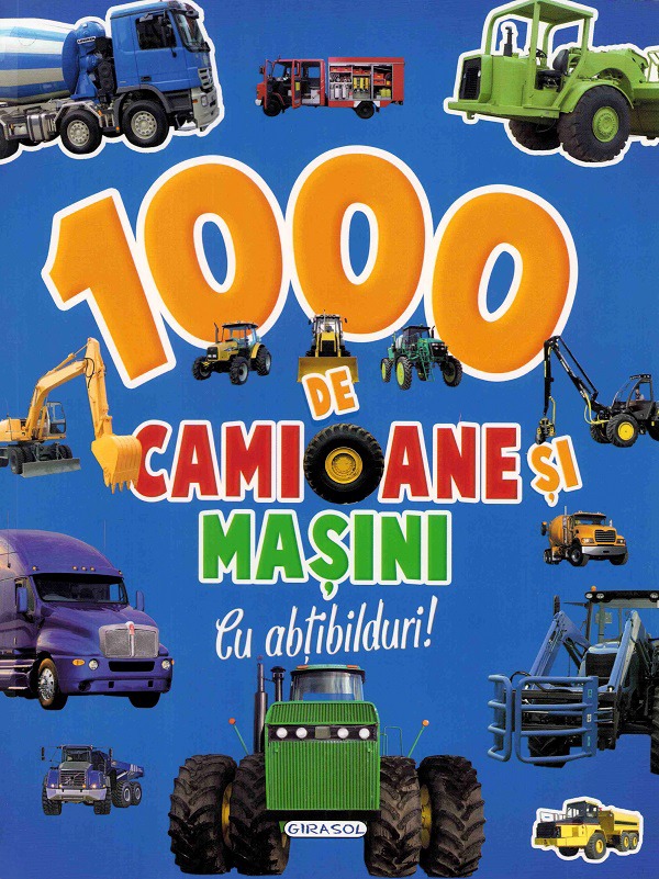 Coperta cărții '1000 de camioane și mașini cu abțibilduri'