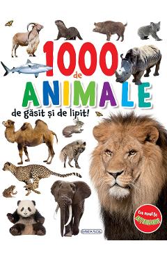Coperta cărții '1000 de animale de găsit și de lipit'