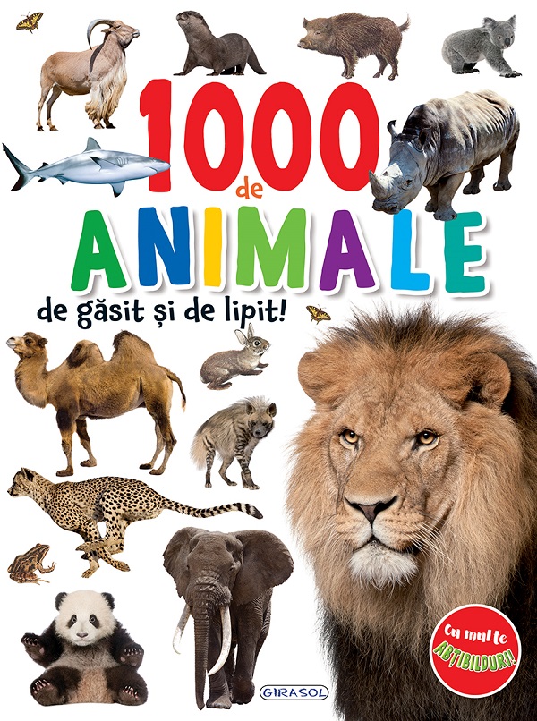Coperta cărții '1000 de animale de găsit și de lipit'