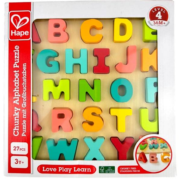 Puzzle din lemn: Alfabet. Litere dolofane