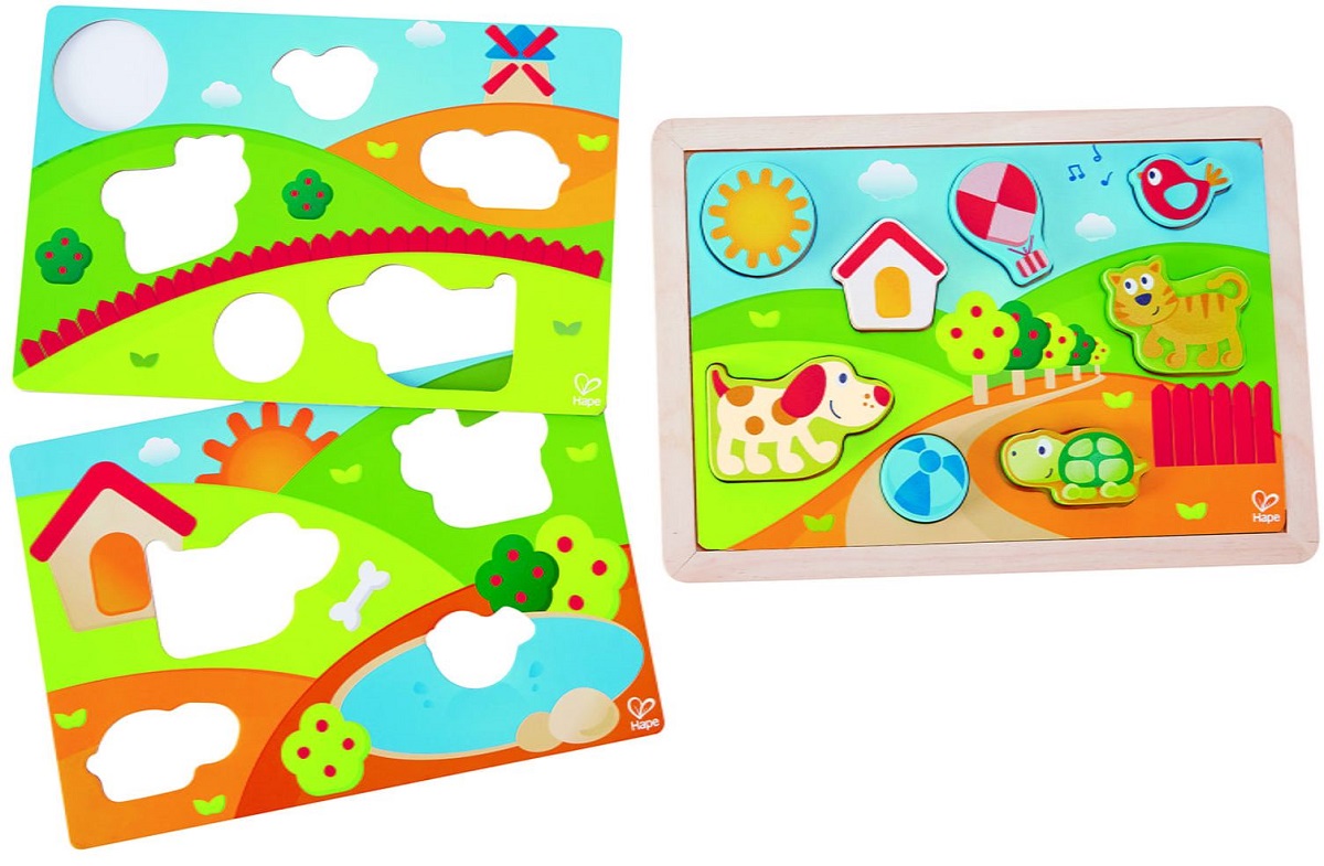 Imaginea produsului 'Puzzle din lemn 3 in 1. Pepe și prietenii'