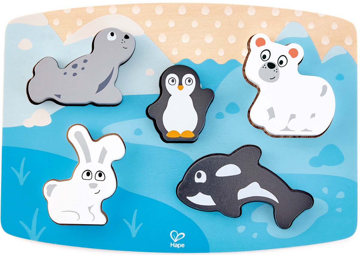 Imaginea produsului 'Puzzle din lemn tactil. Animale polare'