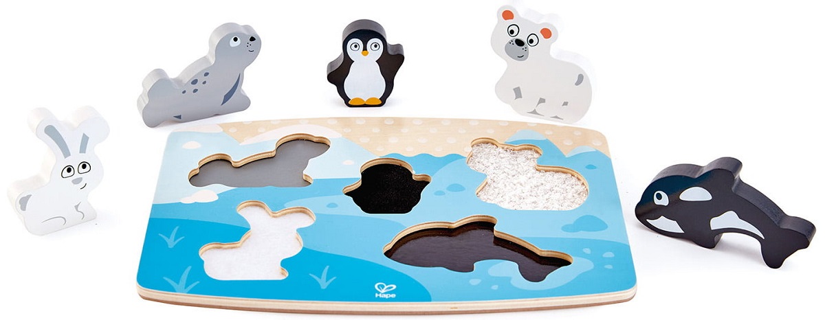 Imaginea produsului 'Puzzle din lemn tactil. Animale polare'