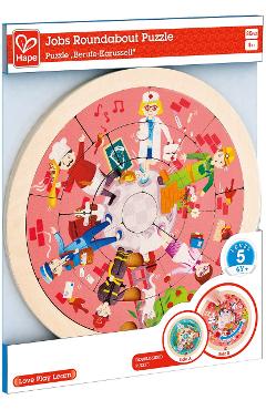 Imaginea produsului 'Puzzle din lemn cu două fețe. Giratoriu și meserii'