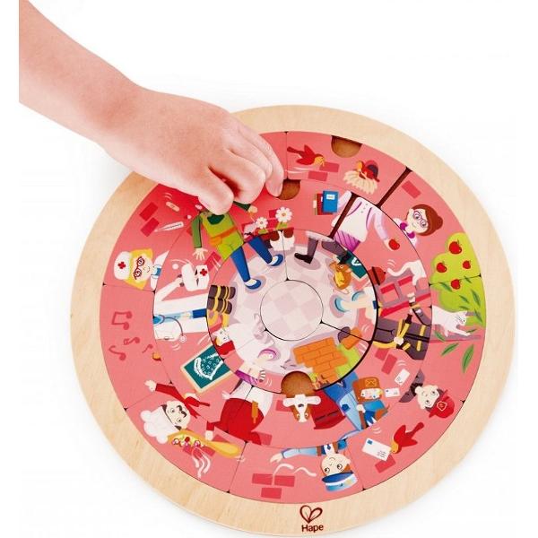 Puzzle din lemn cu doua fete. Giratoriu si meserii