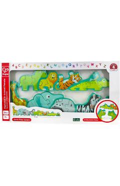 Imaginea produsului 'Puzzle din lemn. Litere și animale sălbatice'