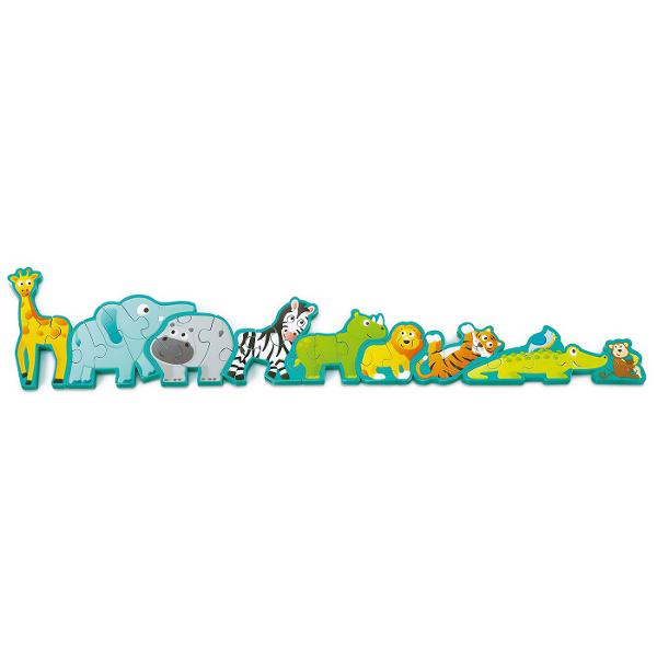 Puzzle din lemn. Litere si animale salbatice