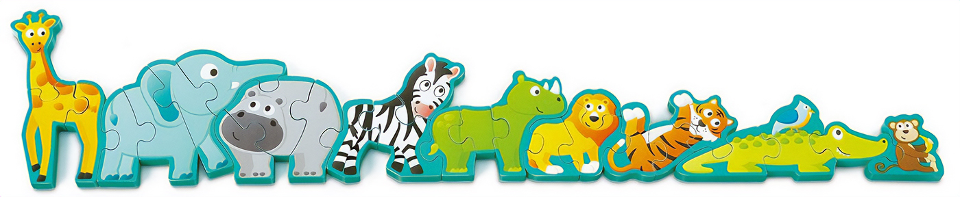 Imaginea produsului 'Puzzle din lemn. Litere și animale sălbatice'